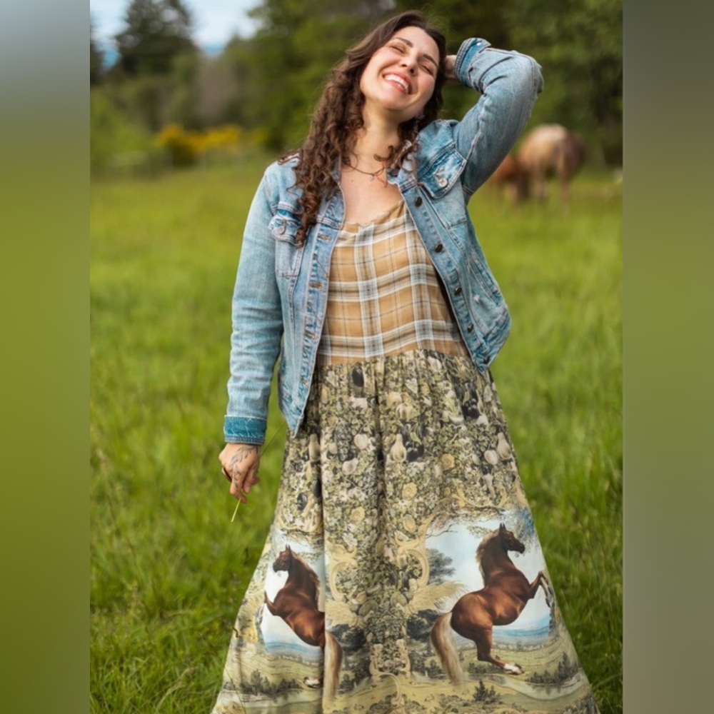 ⭐️Market of Stars⭐️ Born to Run Vintage Rustic Western Freedom Wear Horse Dress - Picture 7 of 12